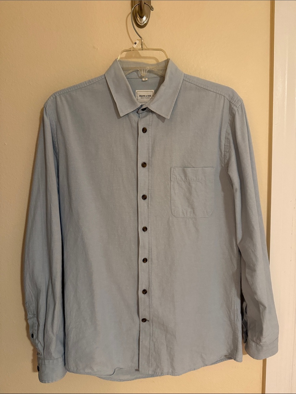 Frank & Oak Pale Blue Long-Sleeve Casual Button-Down Shirt
